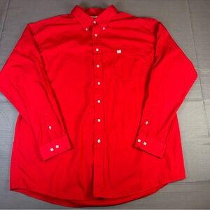 Cinch Men’s Western Button-Down Shirt – Solid Red, XXL
